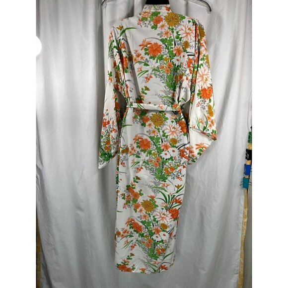 Cheerful Vintage 60s Springtime Daisies Yukata Kimono - up to 44" Hips - Picture 8 of 8